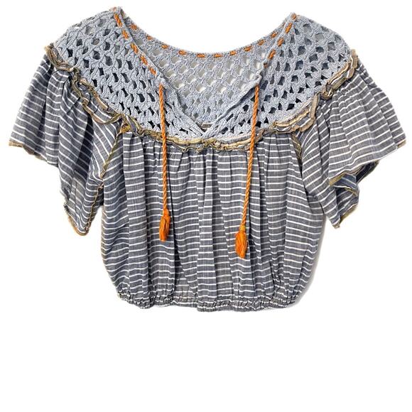 Free People Tops - Free People Crochet Striped Top Sz XS